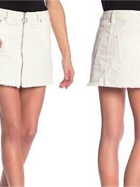 ⚡️Free People Zip-it-Up White Wash Denim Mini Skirt